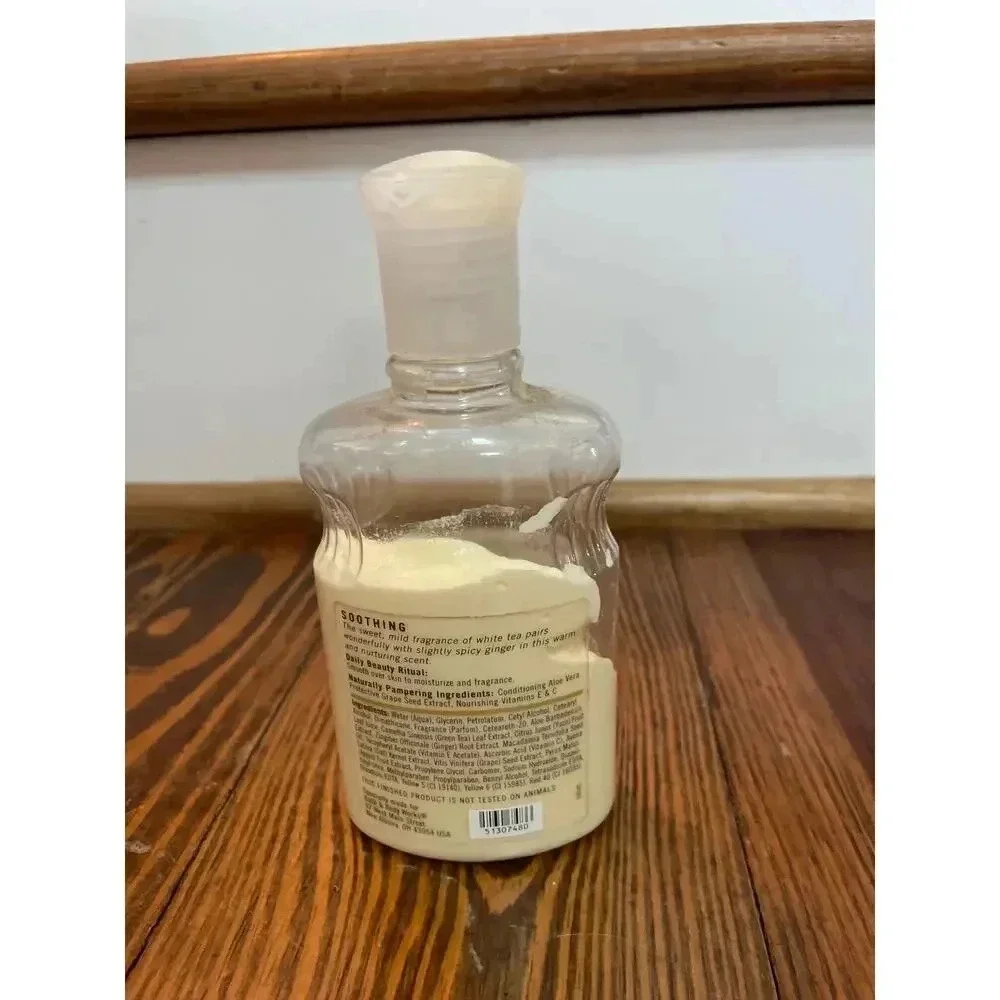Rare Bath & Body Works White Tea & Ginger Retired Lotion, 50% full